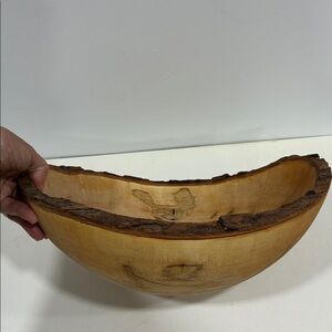 Stinson Studios HUGE Salad Bowl Bark Edge Ambrosia Maple Wood Serving Bowl OOAK